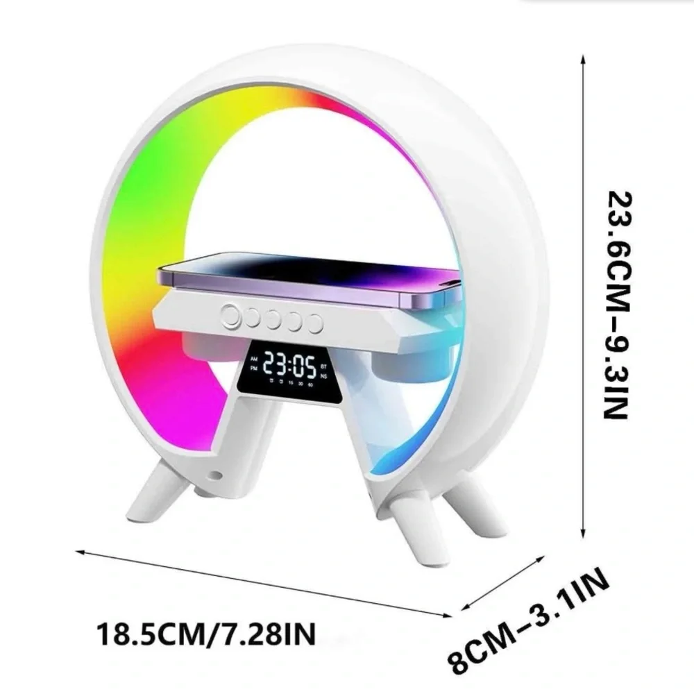 🆕- Led Wireless Charging Speaker/Lamp, Alarm Clock, Sound Machine, Light Modes